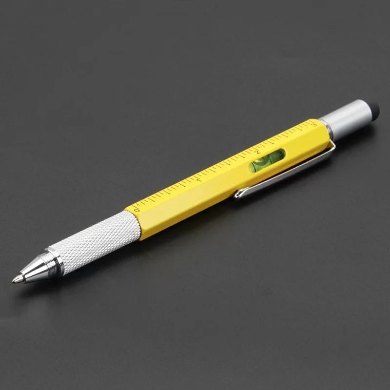 Bolígrafo multifuncional 7 en 1, lápiz capacitivo para pantalla táctil con destornillador, regla, medidor de nivel, bolígrafo recargable, herramienta