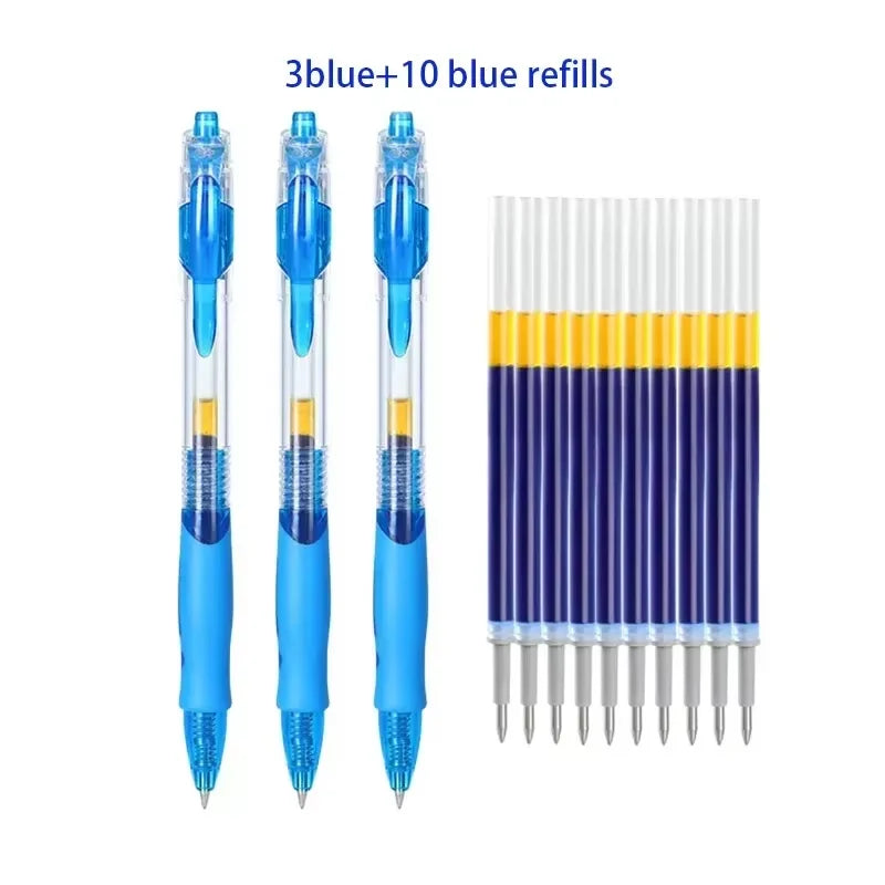 Juego de bolígrafos de Gel retráctiles, bolígrafo de tinta negra/roja/azul para recambios de escritura, accesorios de oficina, suministros escolares, papelería, 13/30 Uds.