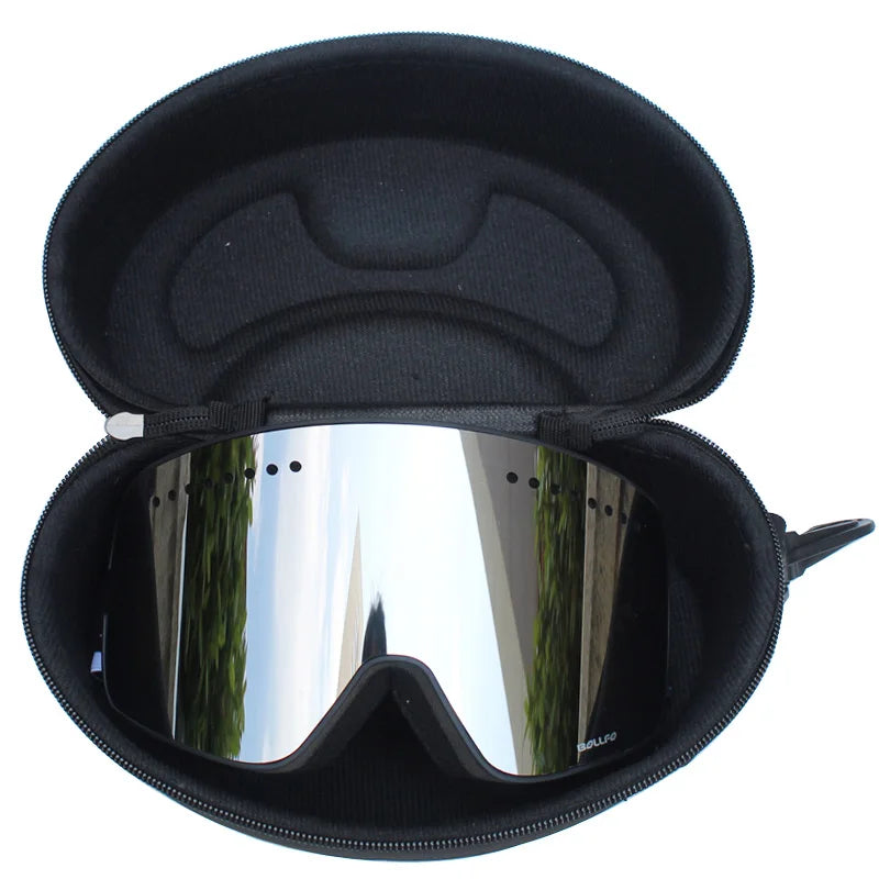Gafas de esquí con lentes magnéticas de doble capa, máscaras antiniebla UV400, gafas de Snowboard, gafas de esquí para hombres y mujeres con estuche y lente