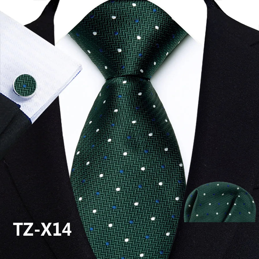 New Fashion Paisley Polyester Ties for Men's Wedding Party High Quality Necktie Handkerchief Cufflinks Set
