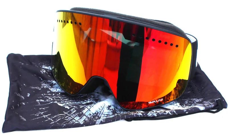Gafas de esquí con lentes magnéticas de doble capa, máscaras antiniebla UV400, gafas de Snowboard, gafas de esquí para hombres y mujeres con estuche y lente