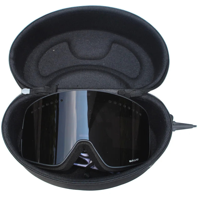 Gafas de esquí con lentes magnéticas de doble capa, máscaras antiniebla UV400, gafas de Snowboard, gafas de esquí para hombres y mujeres con estuche y lente