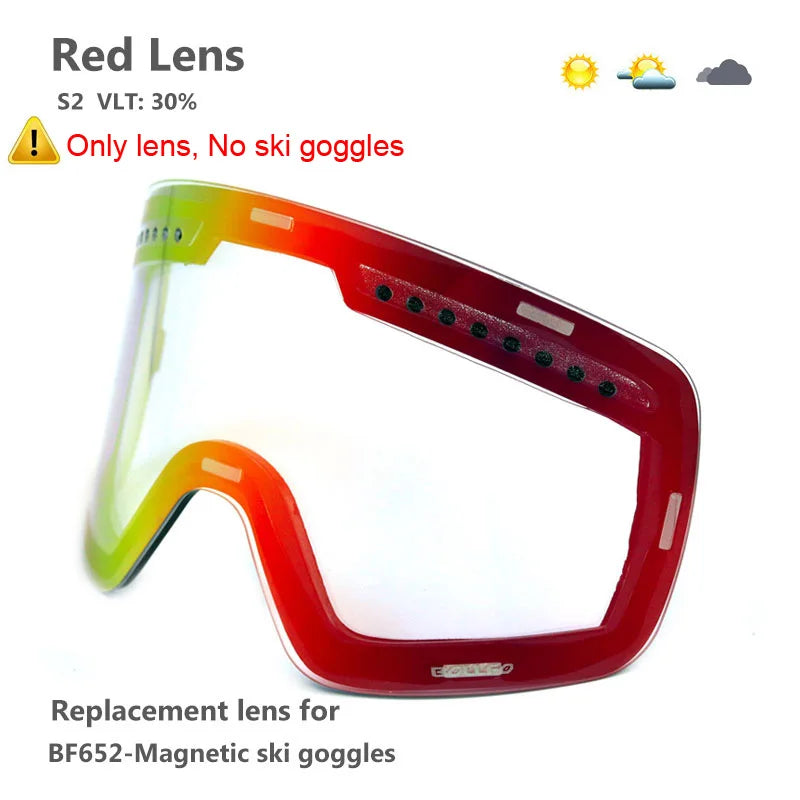 Gafas de esquí con lentes magnéticas de doble capa, máscaras antiniebla UV400, gafas de Snowboard, gafas de esquí para hombres y mujeres con estuche y lente
