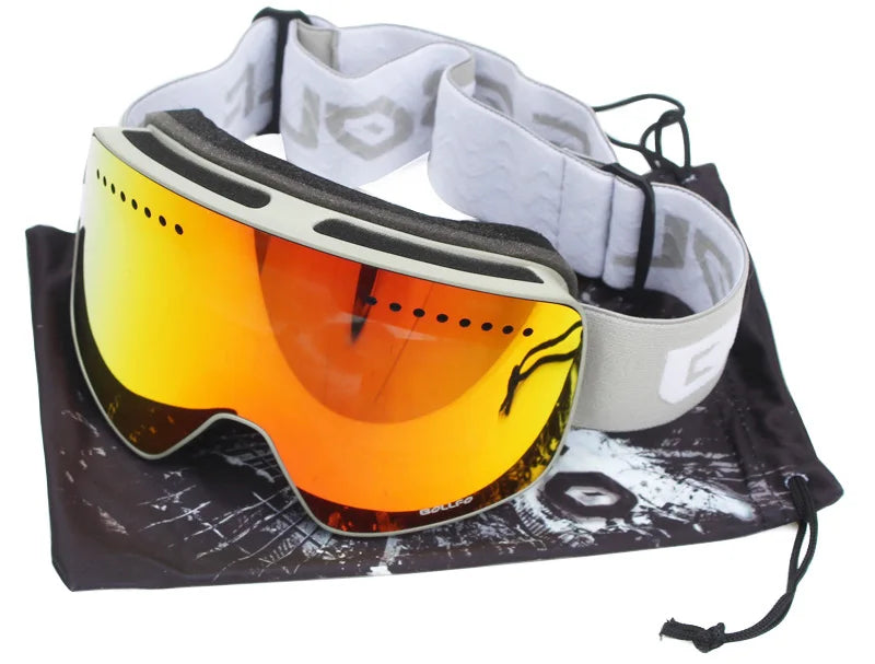 Gafas de esquí con lentes magnéticas de doble capa, máscaras antiniebla UV400, gafas de Snowboard, gafas de esquí para hombres y mujeres con estuche y lente