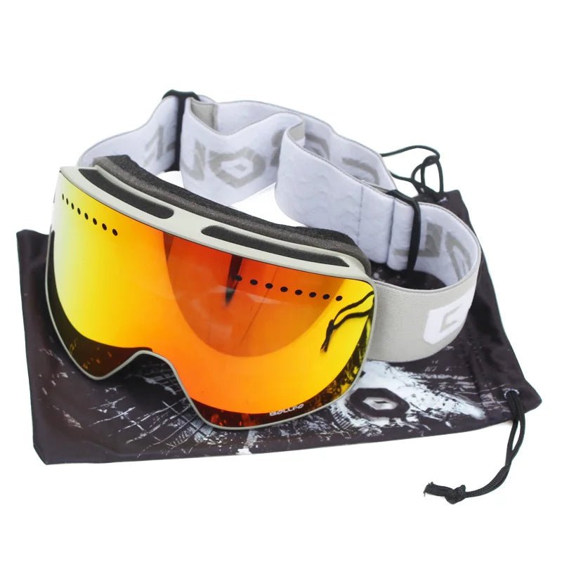 Gafas de esquí con lentes magnéticas de doble capa, máscaras antiniebla UV400, gafas de Snowboard, gafas de esquí para hombres y mujeres con estuche y lente