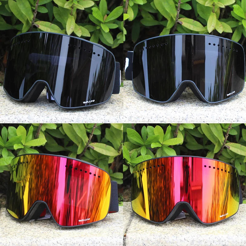 Gafas de esquí con lentes magnéticas de doble capa, máscaras antiniebla UV400, gafas de Snowboard, gafas de esquí para hombres y mujeres con estuche y lente
