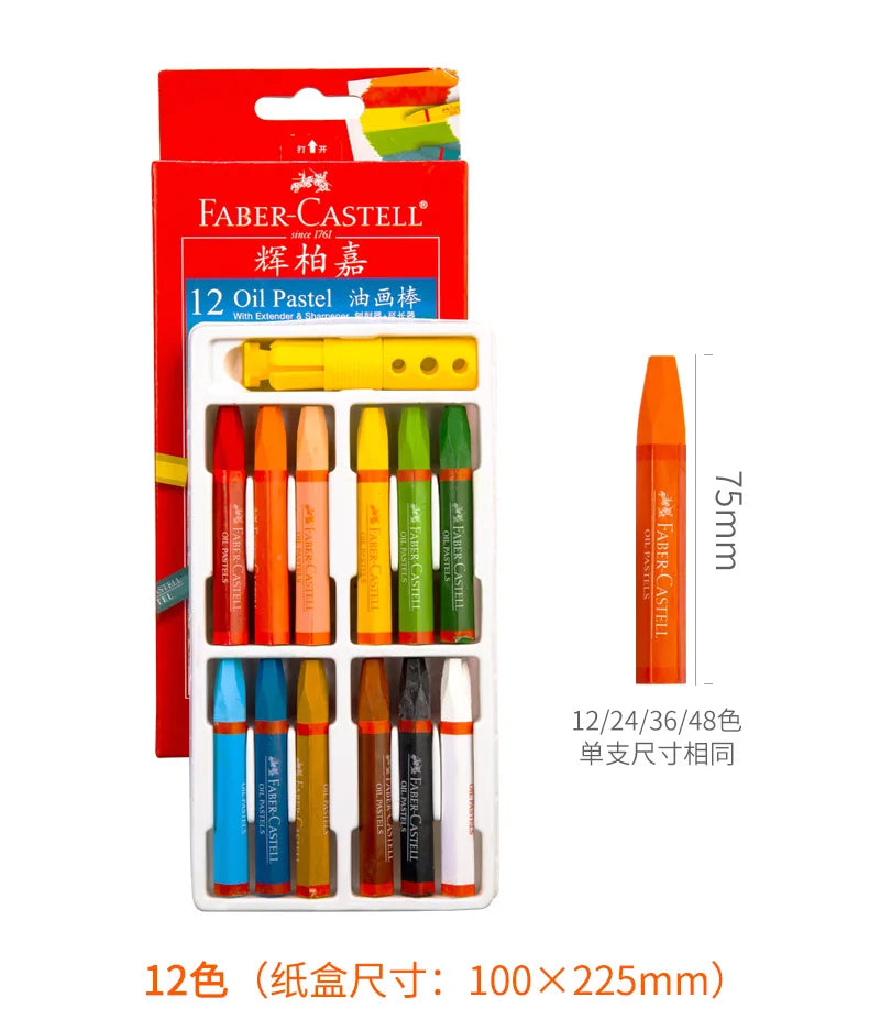 Faber Castell-Juego de crayones de cera para dibujo profesional, suministros de arte para la escuela y la Oficina, 12/24/36/48 colores