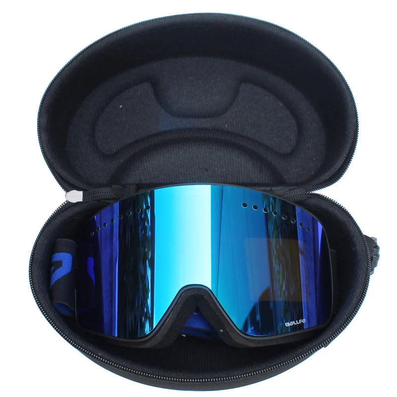 Gafas de esquí con lentes magnéticas de doble capa, máscaras antiniebla UV400, gafas de Snowboard, gafas de esquí para hombres y mujeres con estuche y lente