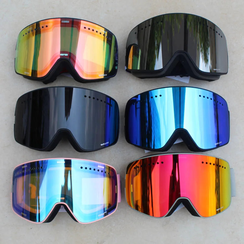 Gafas de esquí con lentes magnéticas de doble capa, máscaras antiniebla UV400, gafas de Snowboard, gafas de esquí para hombres y mujeres con estuche y lente