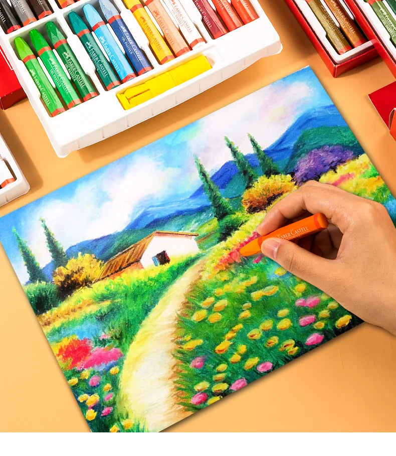 Faber Castell-Juego de crayones de cera para dibujo profesional, suministros de arte para la escuela y la Oficina, 12/24/36/48 colores