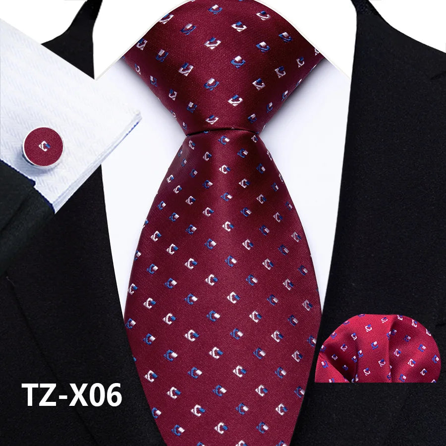 New Fashion Paisley Polyester Ties for Men's Wedding Party High Quality Necktie Handkerchief Cufflinks Set