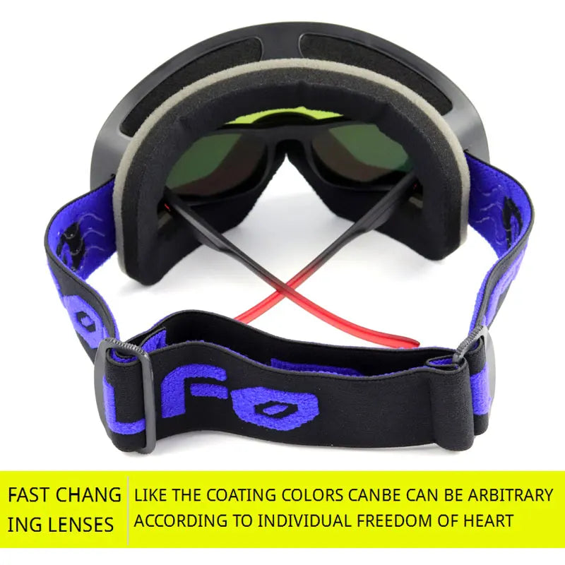Gafas de esquí con lentes magnéticas de doble capa, máscaras antiniebla UV400, gafas de Snowboard, gafas de esquí para hombres y mujeres con estuche y lente