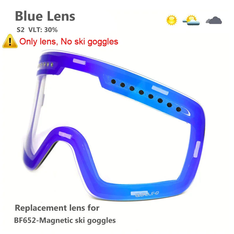Gafas de esquí con lentes magnéticas de doble capa, máscaras antiniebla UV400, gafas de Snowboard, gafas de esquí para hombres y mujeres con estuche y lente