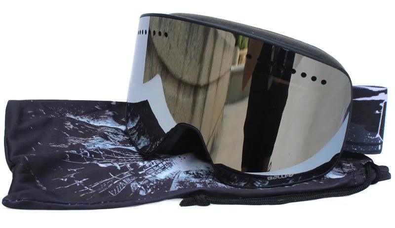 Gafas de esquí con lentes magnéticas de doble capa, máscaras antiniebla UV400, gafas de Snowboard, gafas de esquí para hombres y mujeres con estuche y lente