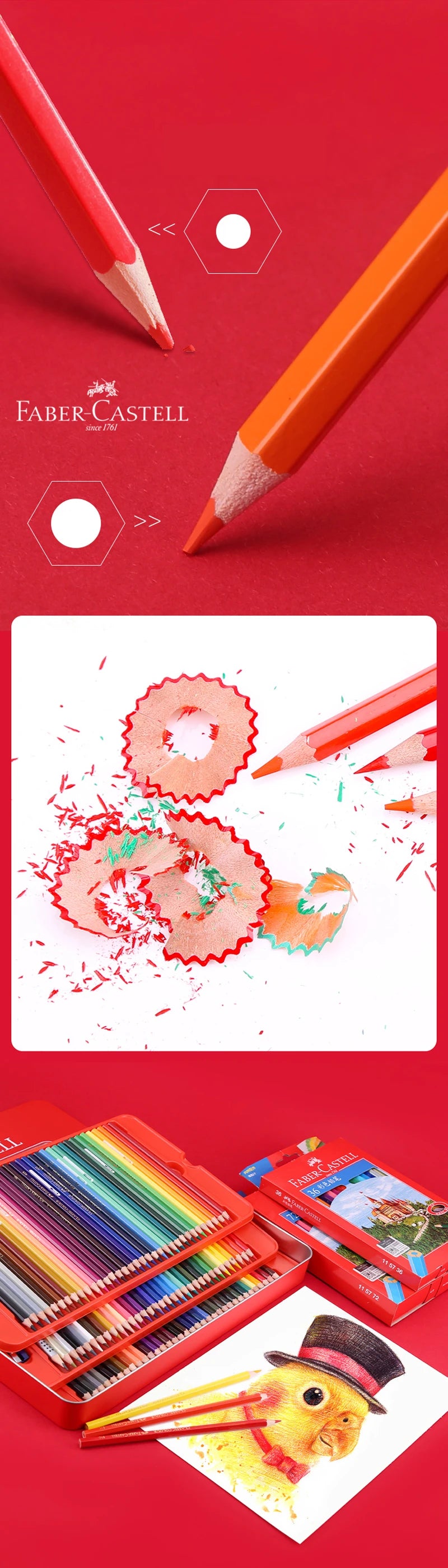 Juego de lápices de colores FABER-CASTELL, 36/48/72 colores, lápices aceitosos, profesional, pintado a mano, boceto, pintura, suministros de arte, papelería
