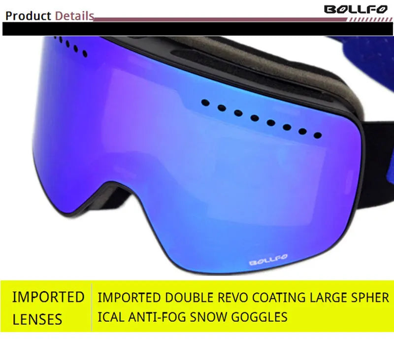 Gafas de esquí con lentes magnéticas de doble capa, máscaras antiniebla UV400, gafas de Snowboard, gafas de esquí para hombres y mujeres con estuche y lente