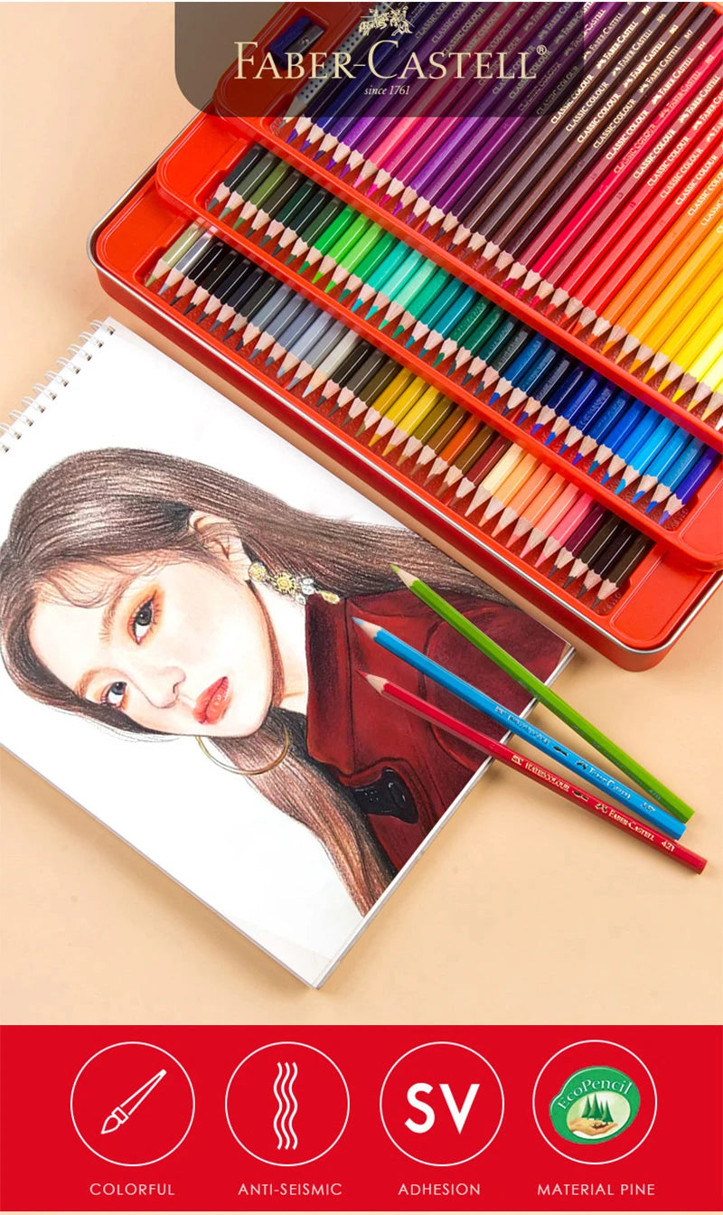 Faber Castell-Juego de lápices de colores para estudiantes y principiantes, suministros de arte, grafiti pintado a mano, material escolar seguro, 72/48/36