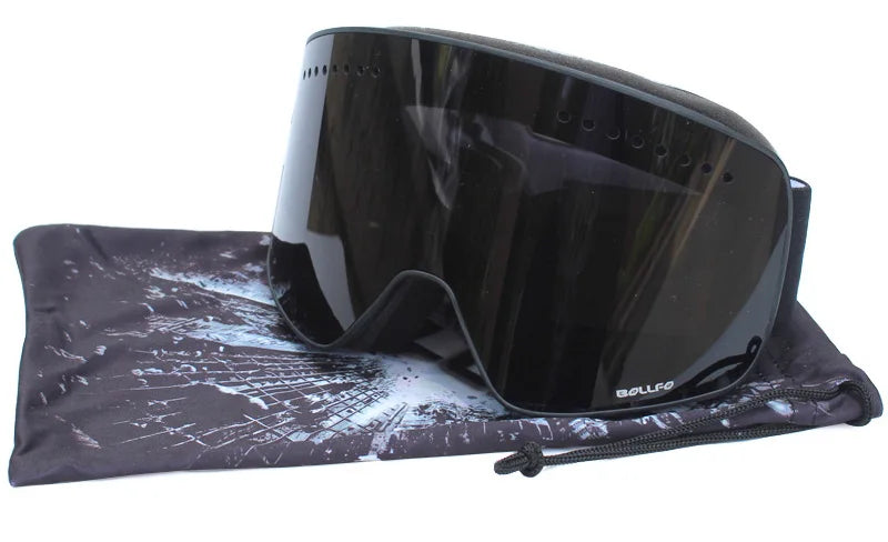 Gafas de esquí con lentes magnéticas de doble capa, máscaras antiniebla UV400, gafas de Snowboard, gafas de esquí para hombres y mujeres con estuche y lente