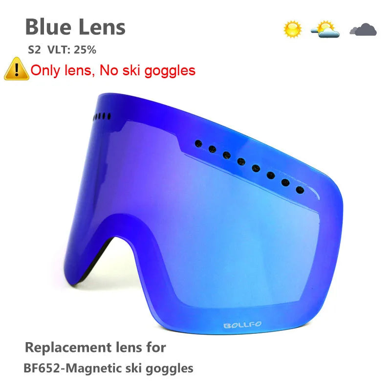 Gafas de esquí con lentes magnéticas de doble capa, máscaras antiniebla UV400, gafas de Snowboard, gafas de esquí para hombres y mujeres con estuche y lente