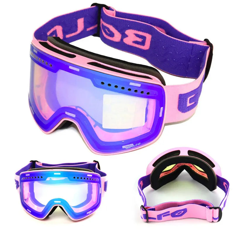 Gafas de esquí con lentes magnéticas de doble capa, máscaras antiniebla UV400, gafas de Snowboard, gafas de esquí para hombres y mujeres con estuche y lente