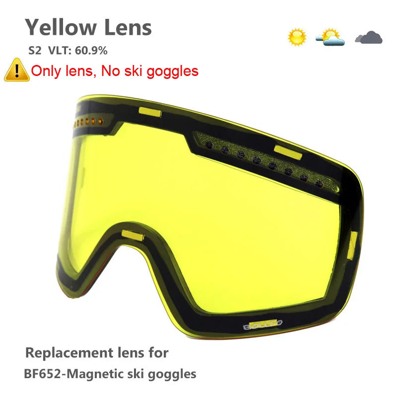 Gafas de esquí con lentes magnéticas de doble capa, máscaras antiniebla UV400, gafas de Snowboard, gafas de esquí para hombres y mujeres con estuche y lente