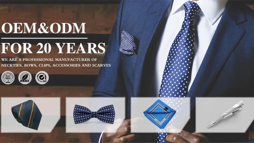 New Fashion Paisley Polyester Ties for Men's Wedding Party High Quality Necktie Handkerchief Cufflinks Set