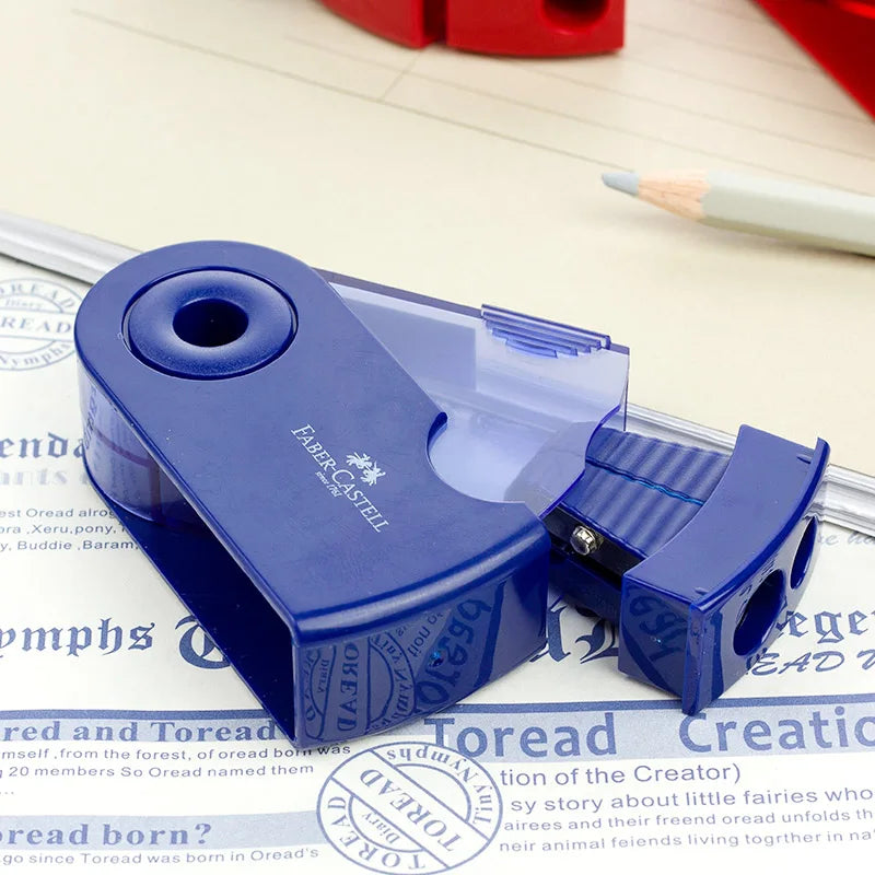 FABER CASTELL Push Pull Sacapuntas doble de un solo orificio Doble orificio Papelería multifuncional para escuela y oficina