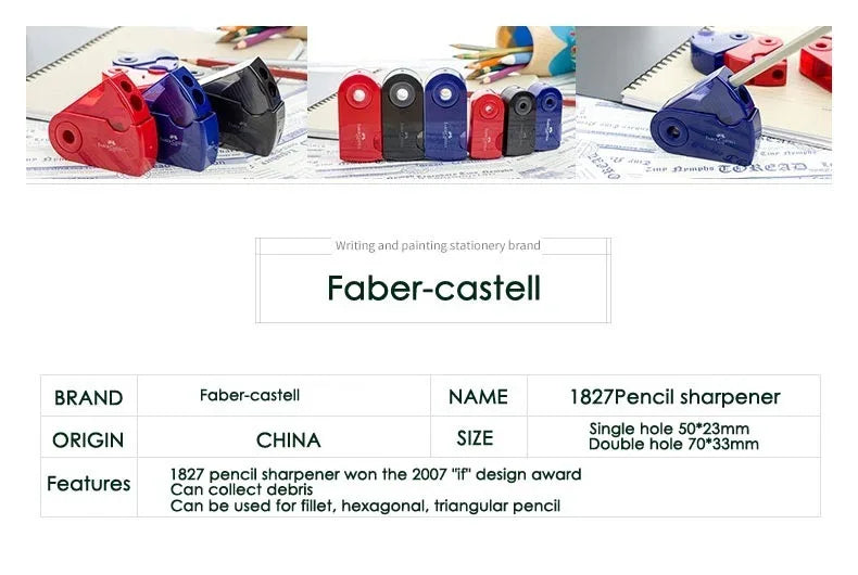 FABER CASTELL Push Pull Sacapuntas doble de un solo orificio Doble orificio Papelería multifuncional para escuela y oficina