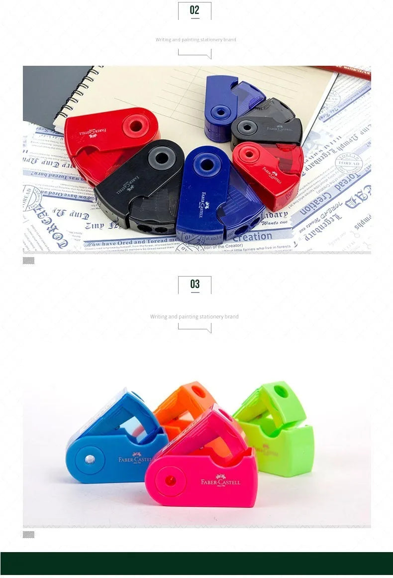FABER CASTELL Push Pull Sacapuntas doble de un solo orificio Doble orificio Papelería multifuncional para escuela y oficina