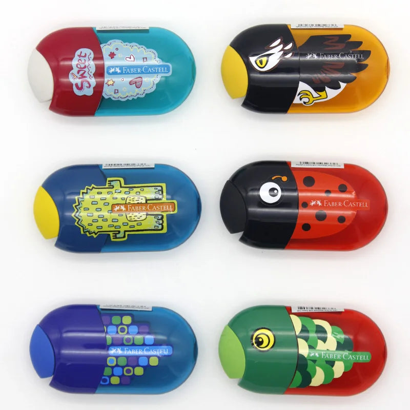 FABER CASTELL Push Pull Sacapuntas doble de un solo orificio Doble orificio Papelería multifuncional para escuela y oficina