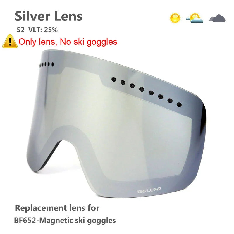 Gafas de esquí con lentes magnéticas de doble capa, máscaras antiniebla UV400, gafas de Snowboard, gafas de esquí para hombres y mujeres con estuche y lente