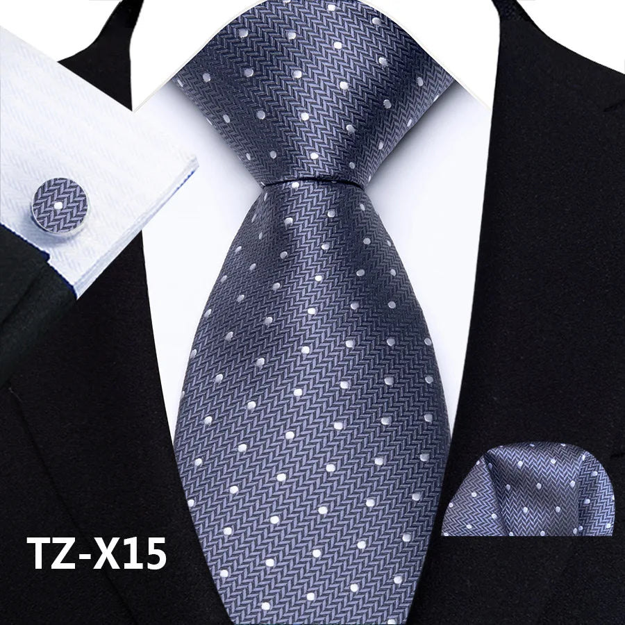 New Fashion Paisley Polyester Ties for Men's Wedding Party High Quality Necktie Handkerchief Cufflinks Set