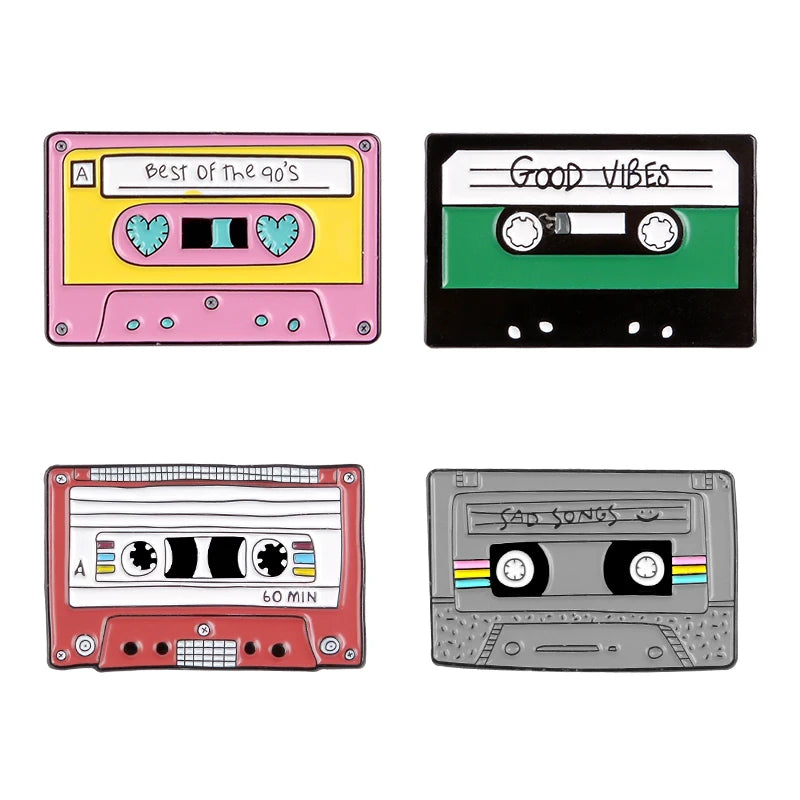Pin esmaltado con cinta musical de los 90, broches Vintage nostálgicos de la mejor canción para bolso, ropa, Pin de solapa, insignia de la vieja escuela, regalo de joyería para amigos