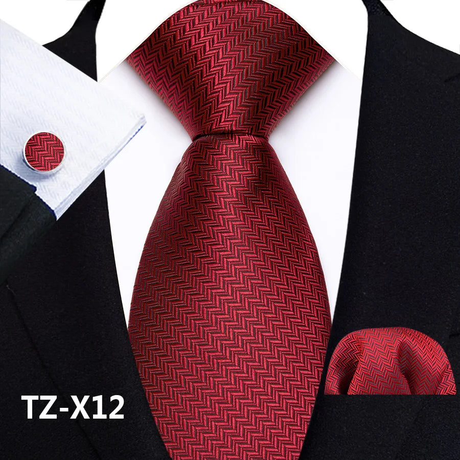 New Fashion Paisley Polyester Ties for Men's Wedding Party High Quality Necktie Handkerchief Cufflinks Set