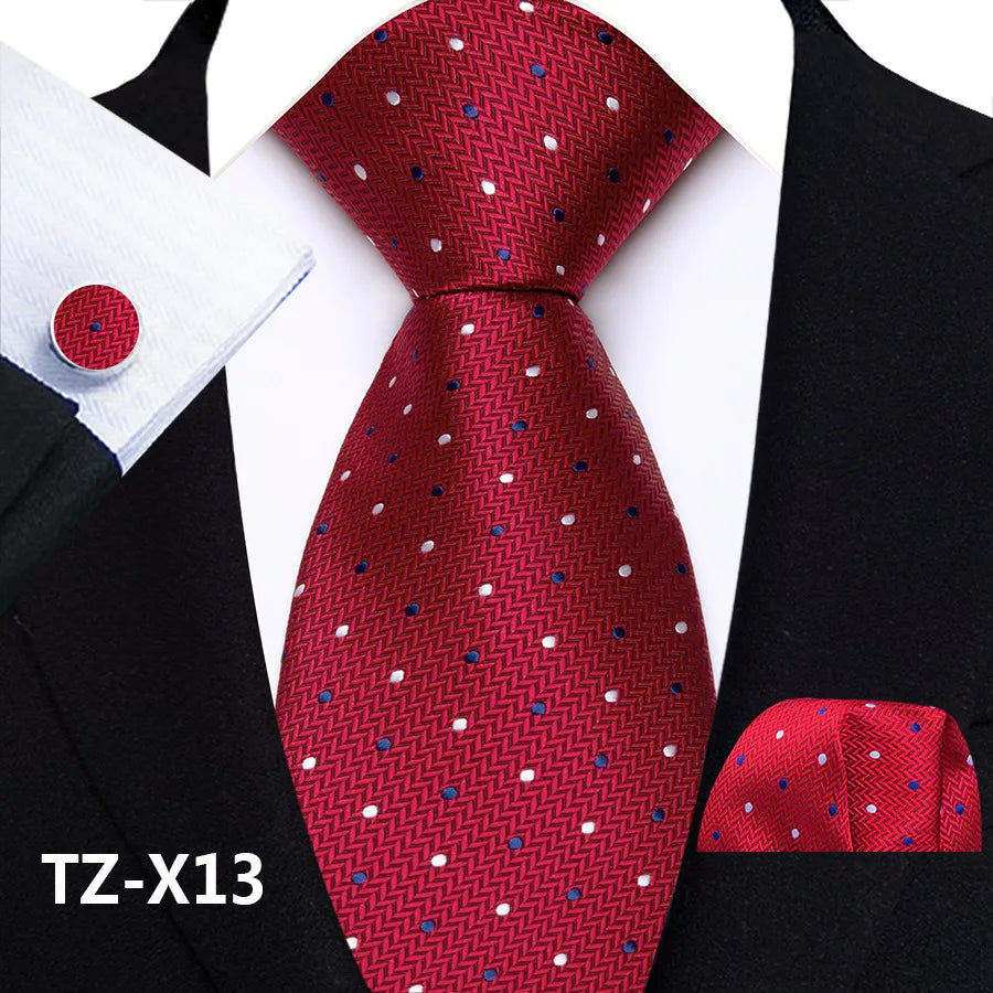 New Fashion Paisley Polyester Ties for Men's Wedding Party High Quality Necktie Handkerchief Cufflinks Set