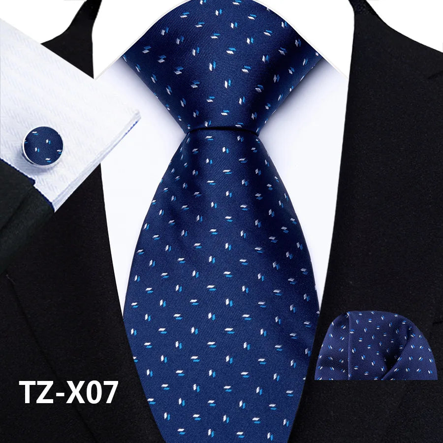 New Fashion Paisley Polyester Ties for Men's Wedding Party High Quality Necktie Handkerchief Cufflinks Set