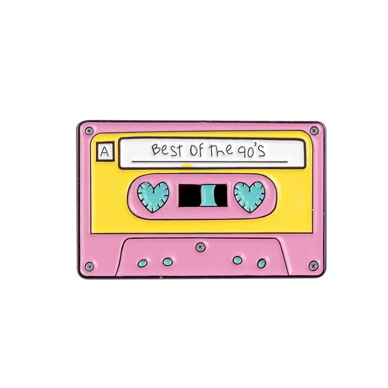 Pin esmaltado con cinta musical de los 90, broches Vintage nostálgicos de la mejor canción para bolso, ropa, Pin de solapa, insignia de la vieja escuela, regalo de joyería para amigos