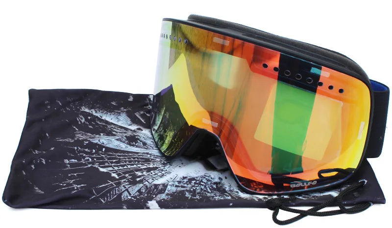 Gafas de esquí con lentes magnéticas de doble capa, máscaras antiniebla UV400, gafas de Snowboard, gafas de esquí para hombres y mujeres con estuche y lente