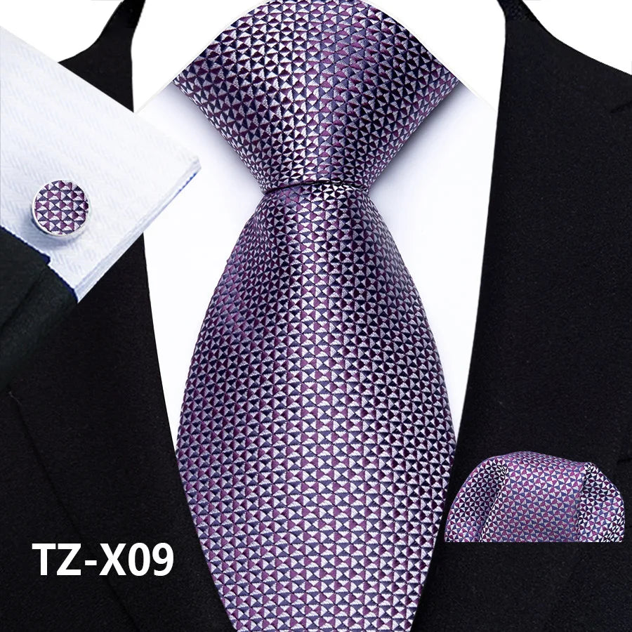 New Fashion Paisley Polyester Ties for Men's Wedding Party High Quality Necktie Handkerchief Cufflinks Set