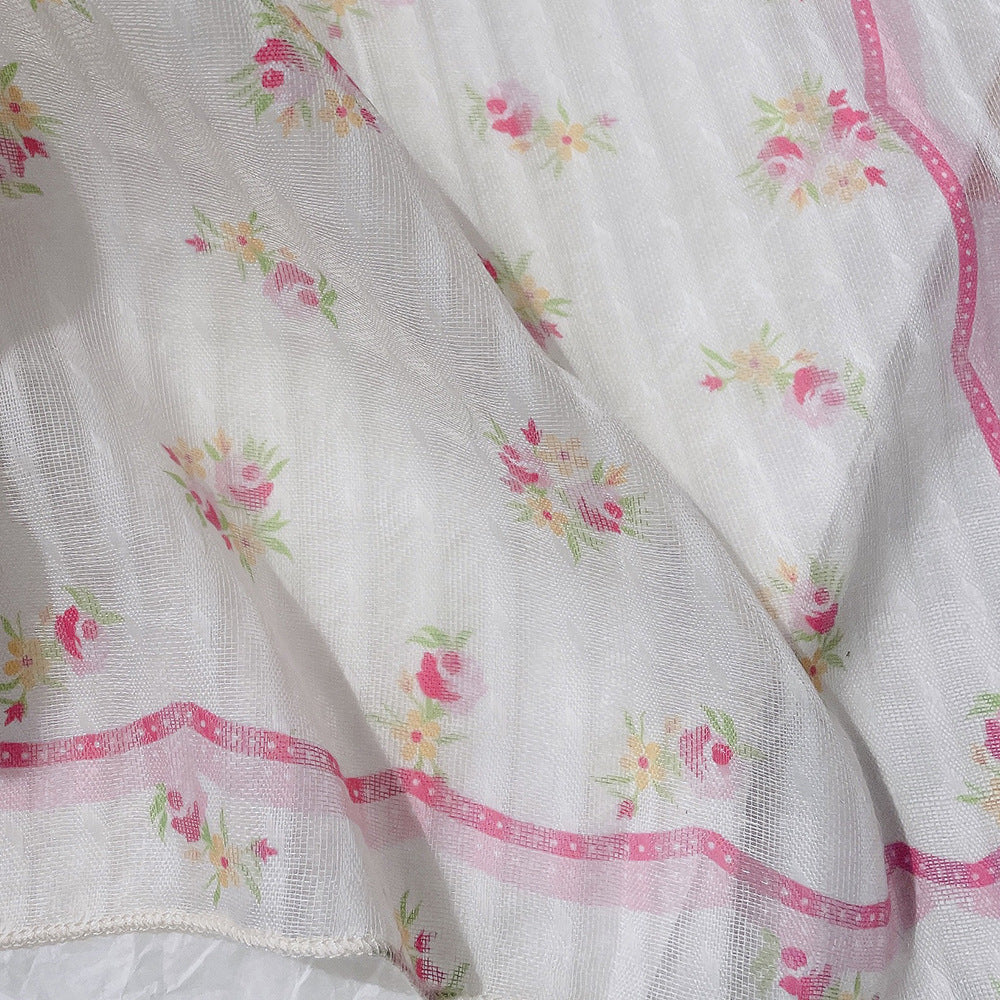 Upgraded Japanese cotton and linen square scarf 58x58 breathable all-match pastoral style floral photo matching scarf headscarf for women