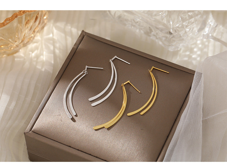 Under the banyan tree S925 silver cold wind cross temperament long earrings women's fashion niche design earrings new fashion