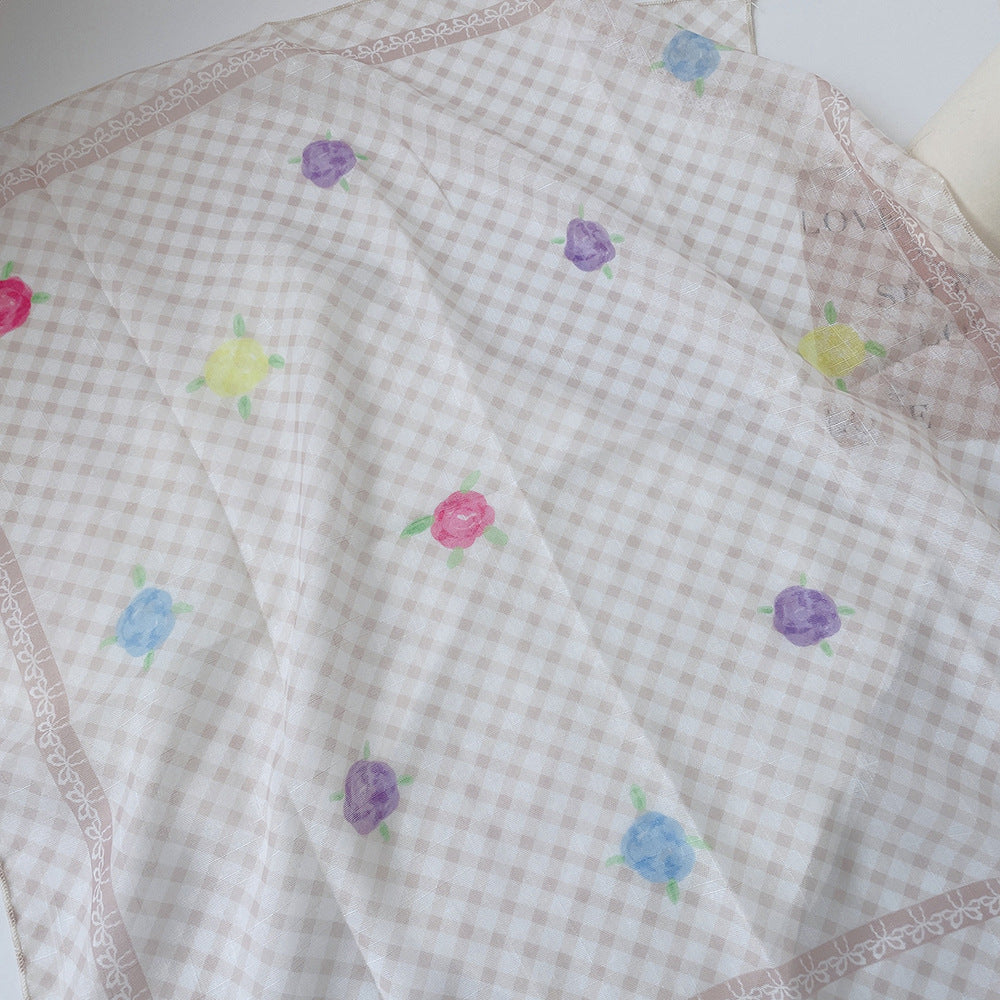 Upgraded Japanese cotton and linen square scarf 58x58 breathable all-match pastoral style floral photo matching scarf headscarf for women