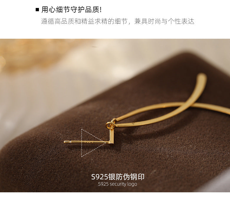 Under the banyan tree S925 silver cold wind cross temperament long earrings women's fashion niche design earrings new fashion