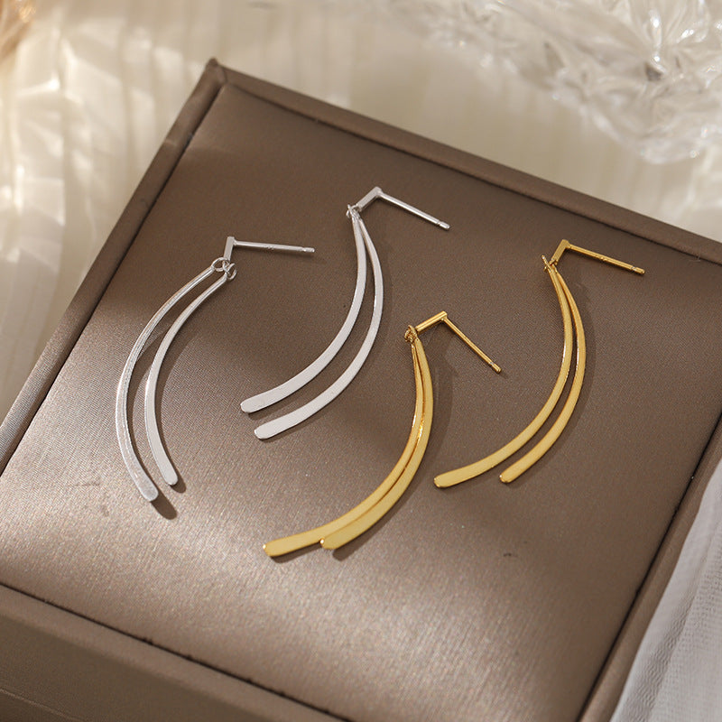 Under the banyan tree S925 silver cold wind cross temperament long earrings women's fashion niche design earrings new fashion