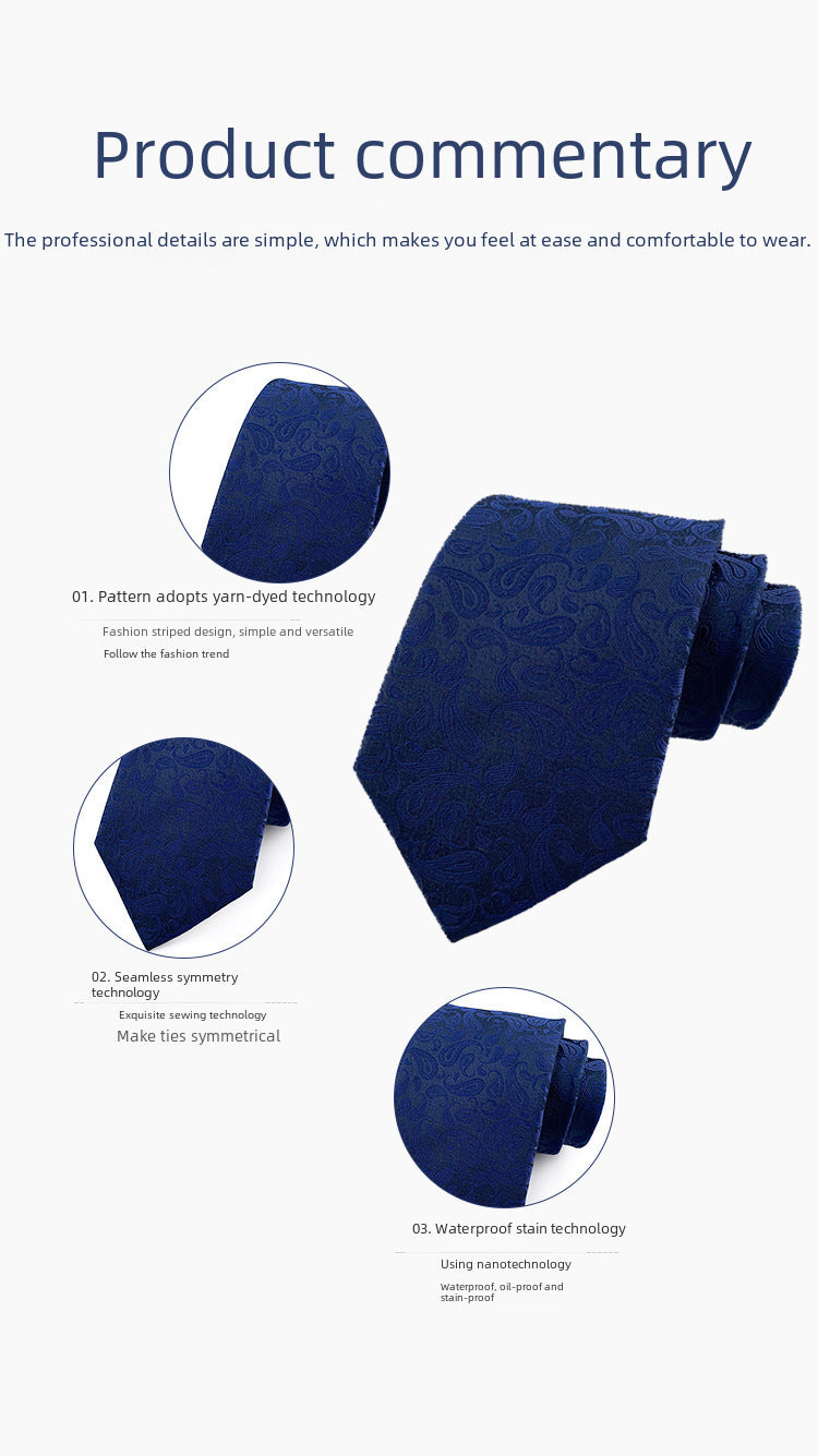 in stock wholesale men's tie jacquard yarn-dyed fabric small floral pattern business casual wedding groom tie