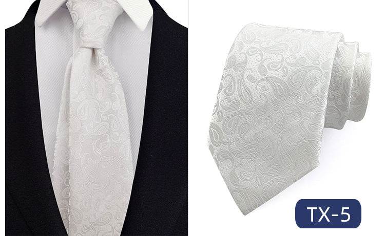 in stock wholesale men's tie jacquard yarn-dyed fabric small floral pattern business casual wedding groom tie