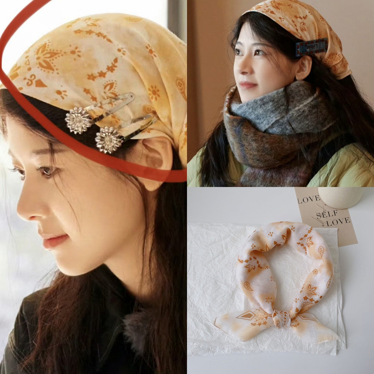 Upgraded Japanese cotton and linen square scarf 58x58 breathable all-match pastoral style floral photo matching scarf headscarf for women