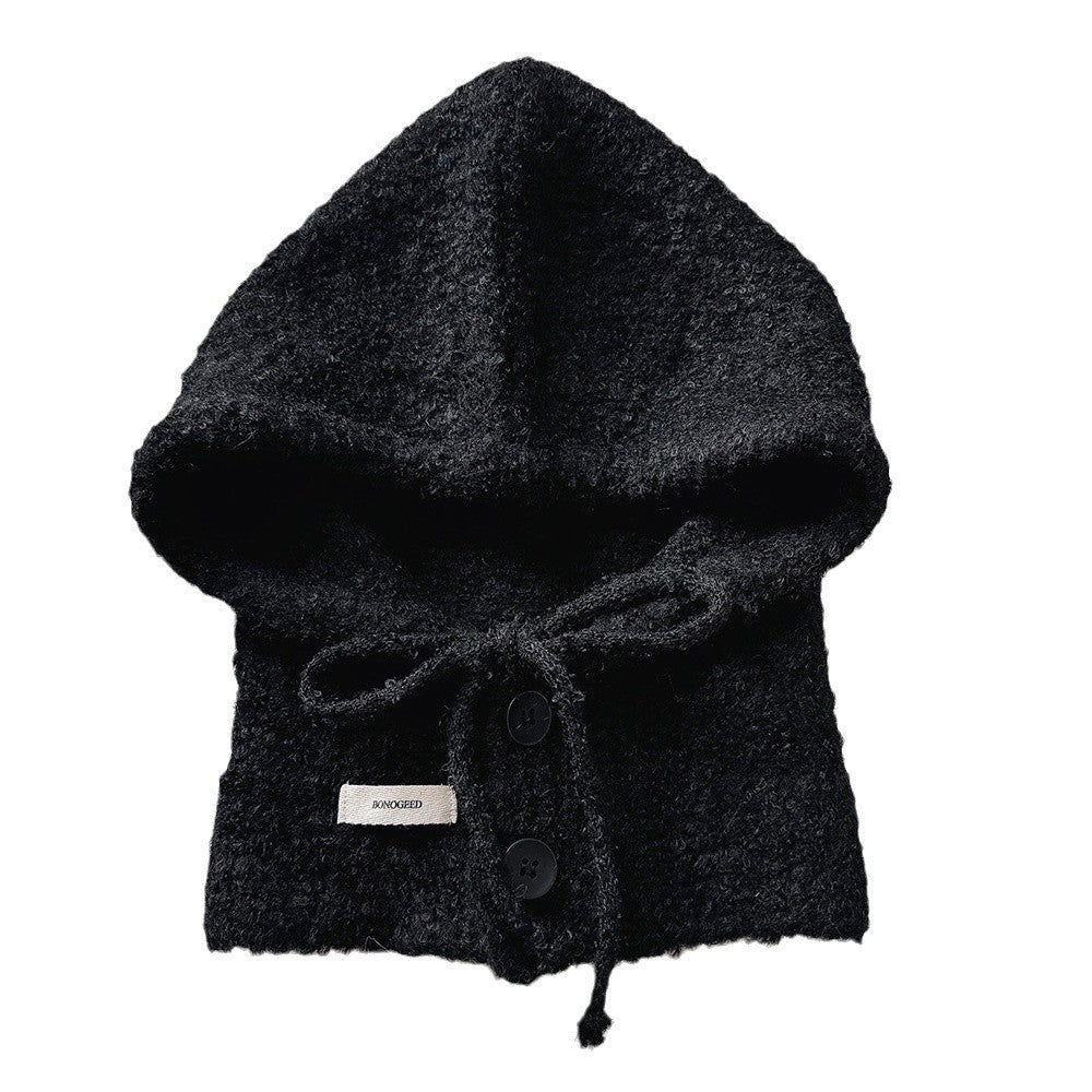 Balaclava Hat New Women's Winter Face-Show Small Ear Protection Neck Integrated Warm Knitted Roll Wool Hat