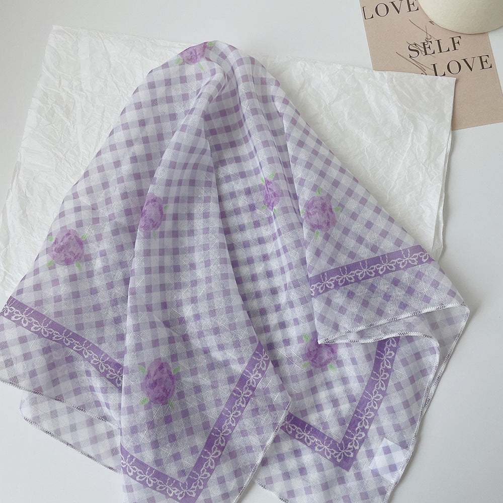 Upgraded Japanese cotton and linen square scarf 58x58 breathable all-match pastoral style floral photo matching scarf headscarf for women