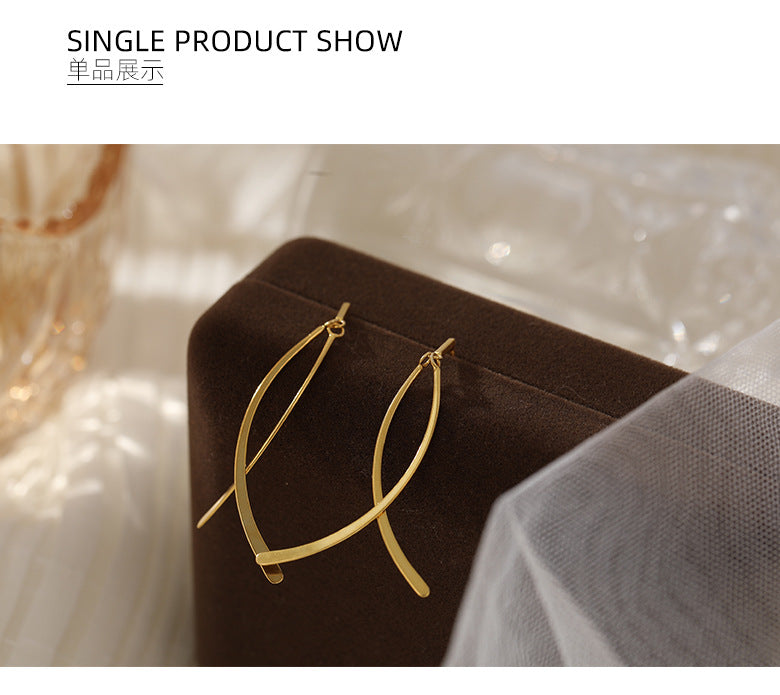 Under the banyan tree S925 silver cold wind cross temperament long earrings women's fashion niche design earrings new fashion